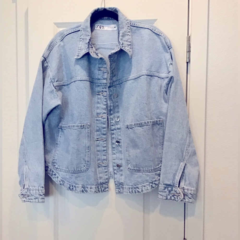 Zara Denim Jacket, Light Blue, Size Medium